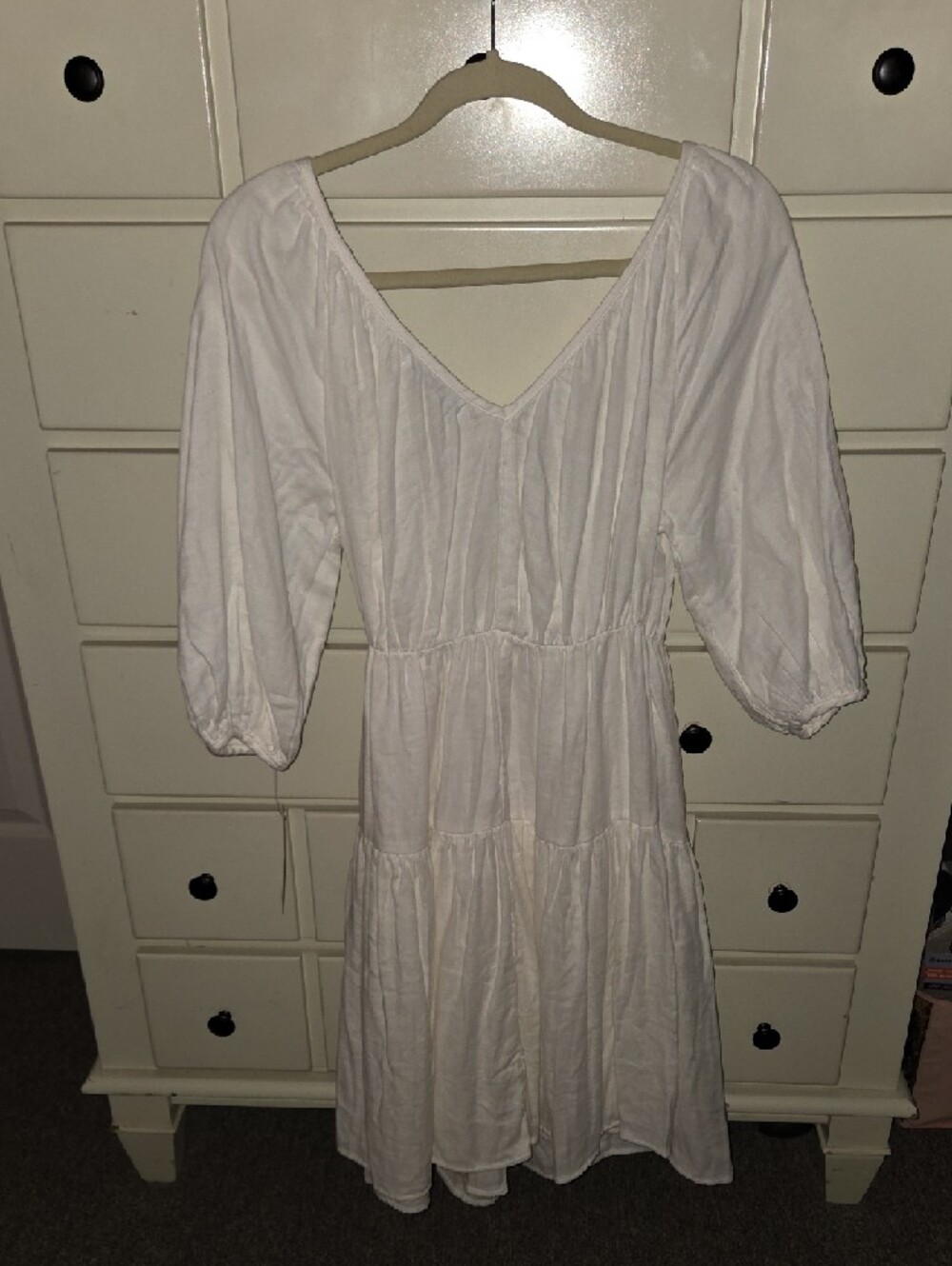 Lov, Whit White Puff Sleeve Wrap Dress XS - Picture 6 of 7